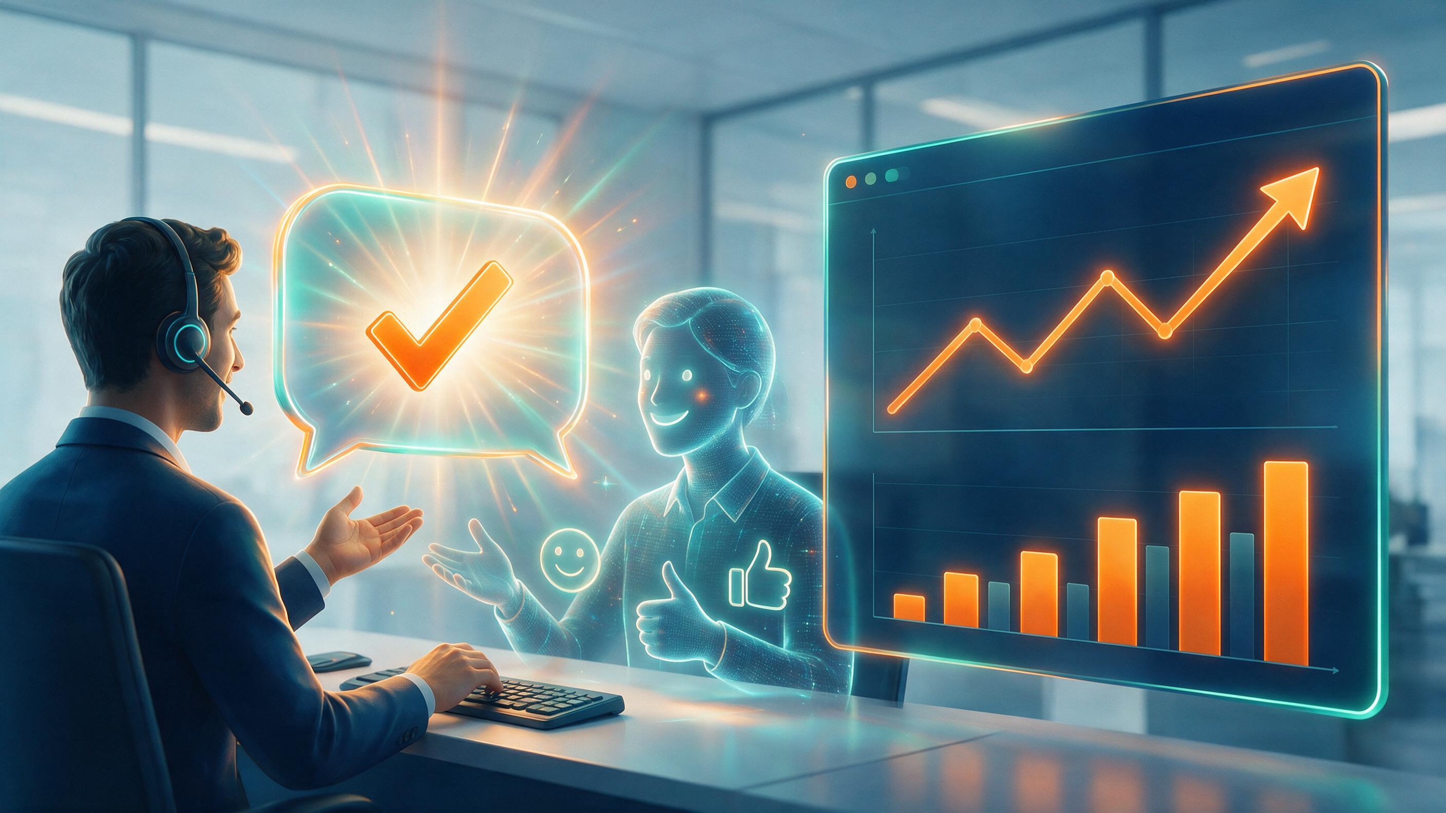 AI-assisted support interaction improving First Contact Resolution.